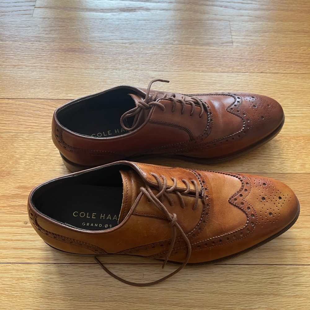 New Cole Haan Mens Hamilton Grand OS Wingtip British Tan Oxford Dress Shoes Sz 8